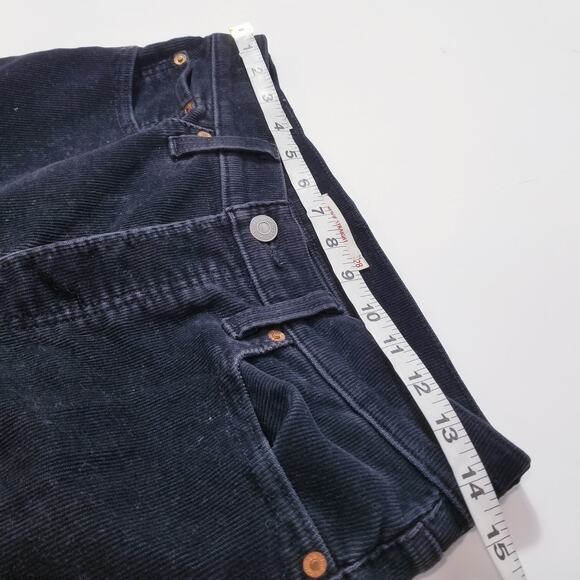 Levi's Premium Big E Wedgie Straight Black Corduroy Pants Button Fly - Picture 6 of 15